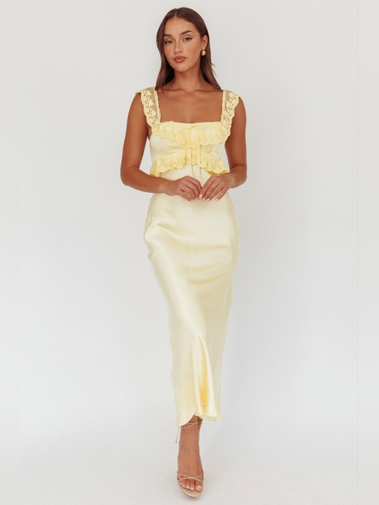 Here Comes The Sun Dresses & Skirts - HERE COMES THE SUN Escapade Lace Trim Maxi Dress